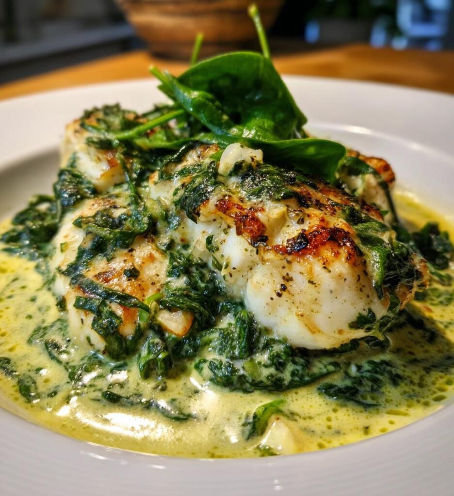 Torsk i Krämig Spenatsås