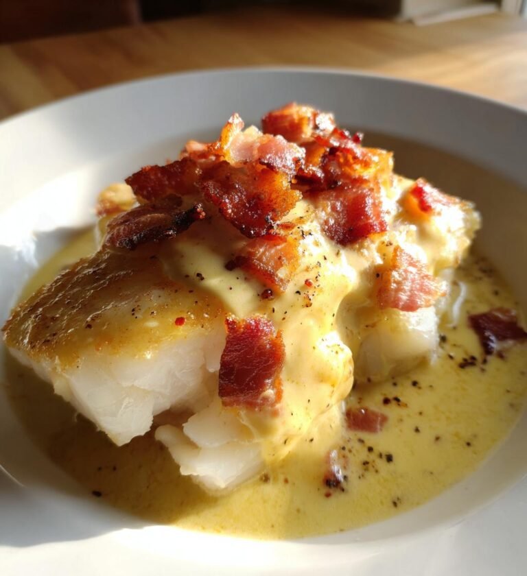 Torsk i Senapssås med Bacon