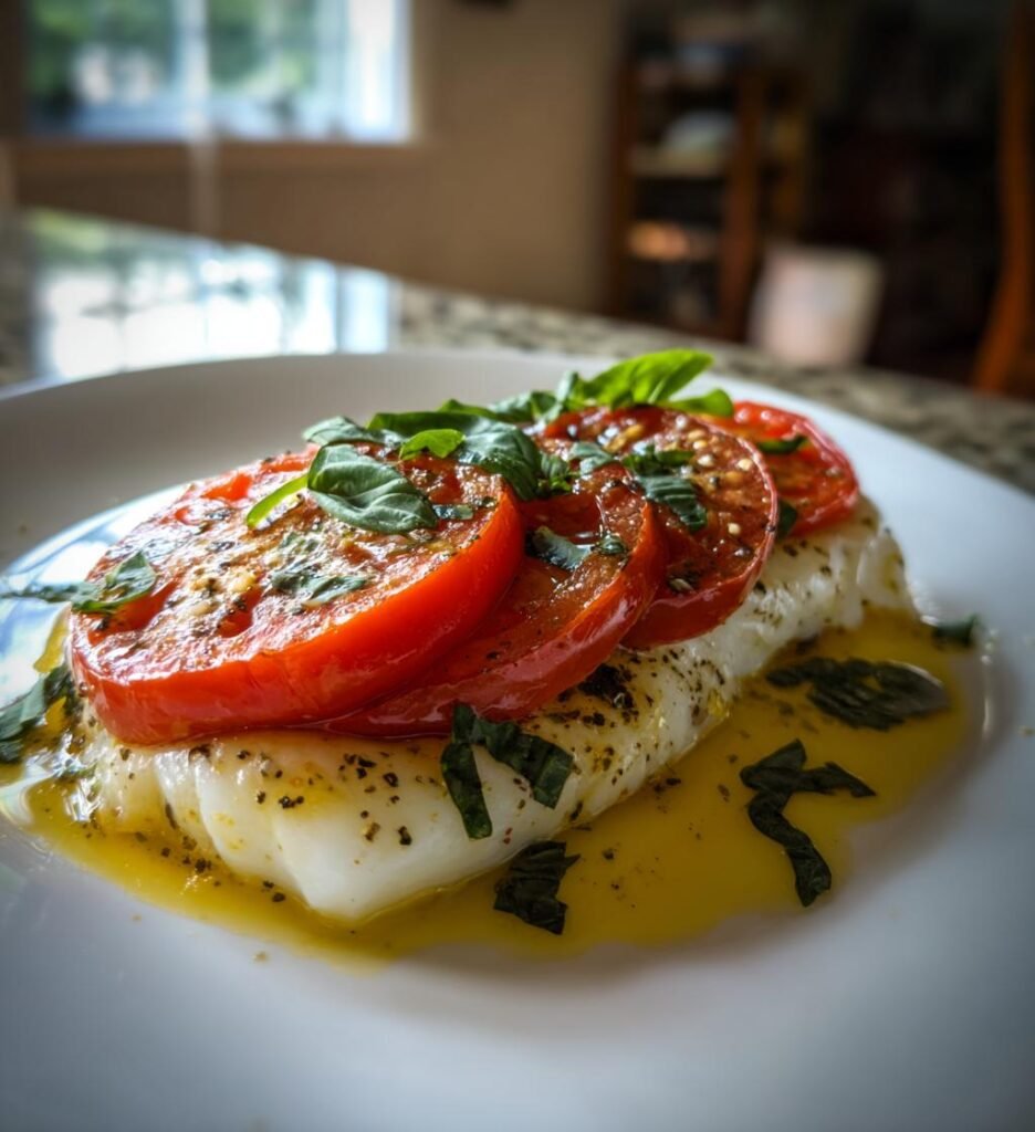 Torsk i Ugn med Tomat och Mozzarella