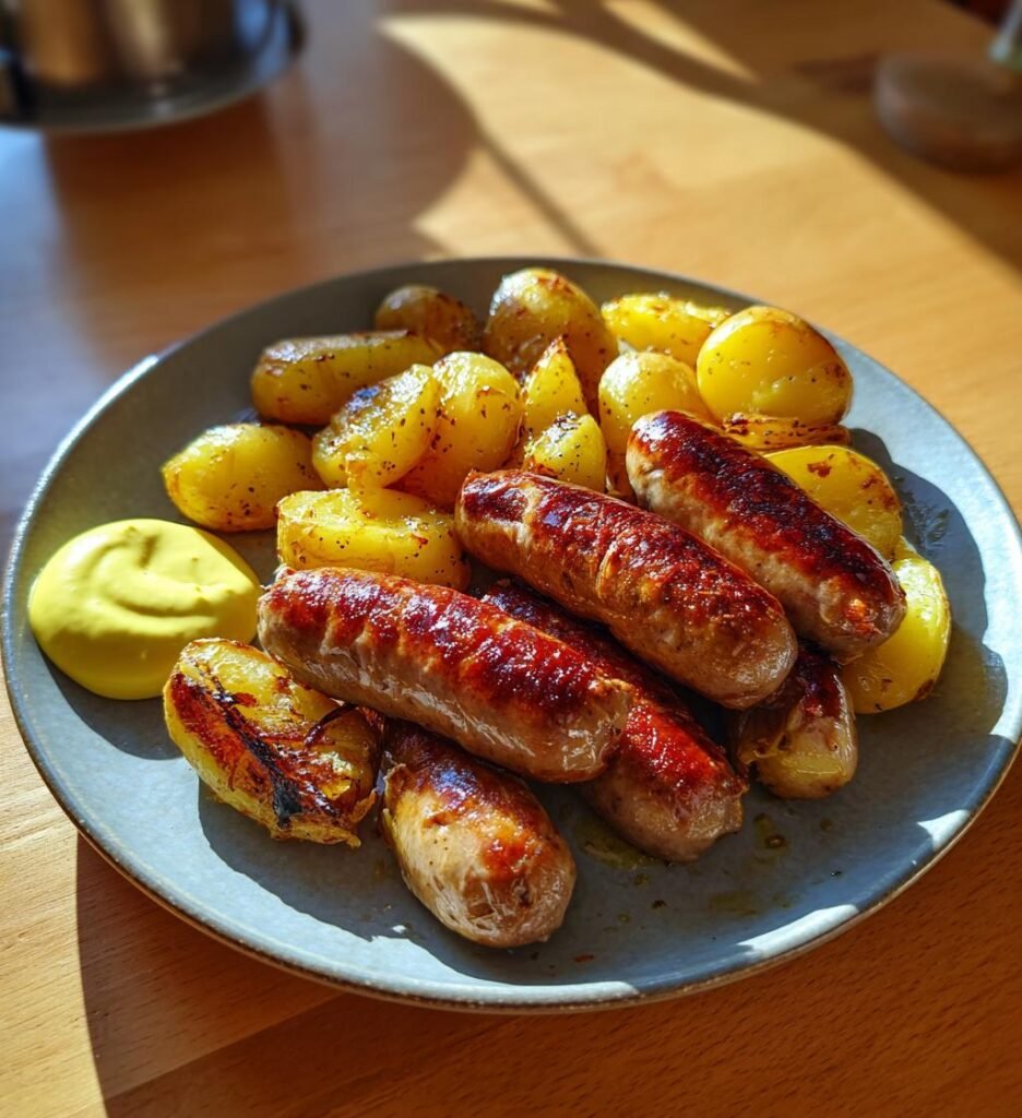 Ugnsbakad Korv med Potatis och Senap