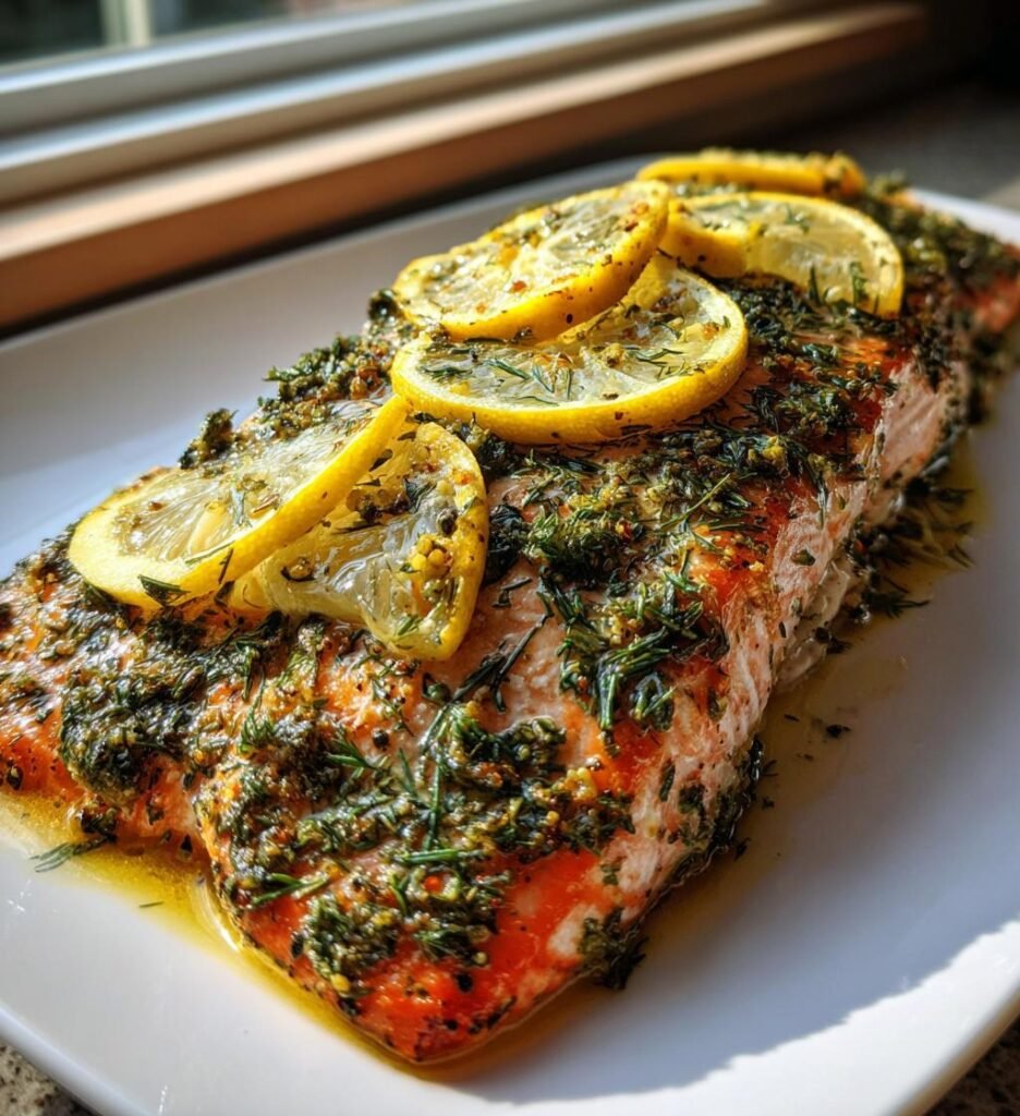 Ugnsbakad Lax med Örttäcke