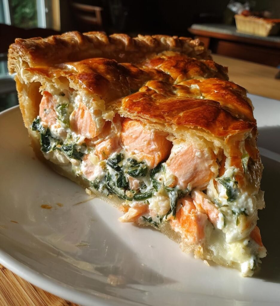 Ugnsbakad Paj med Lax, Spenat och Krämig Dillsås