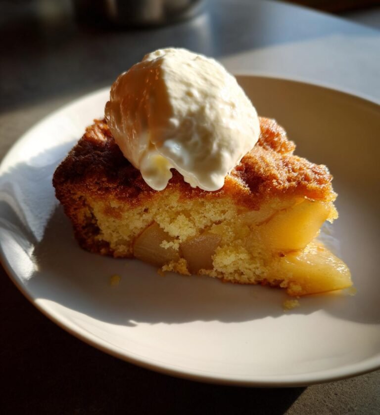 Ugnsbakad Päronkaka med Kardemumma och Vaniljgrädde