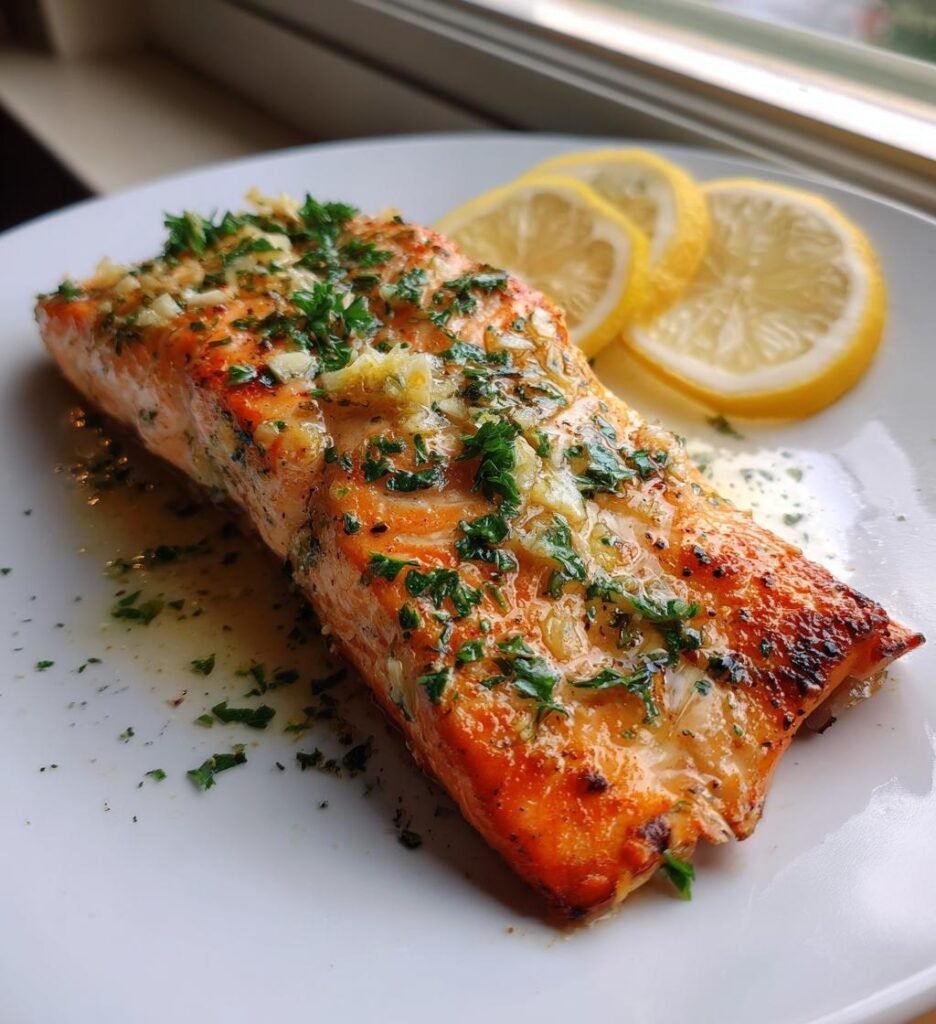 Ugnsbakad lax med vitlökssmör