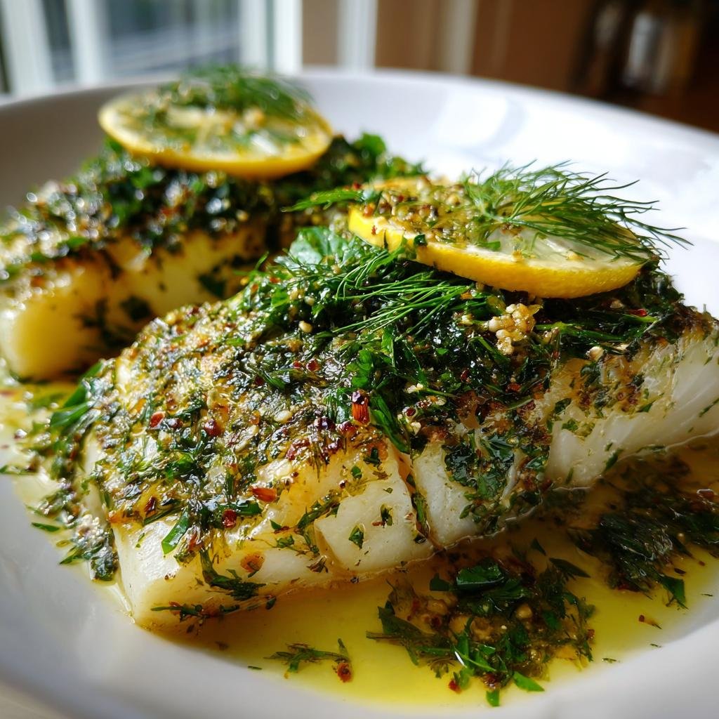 Ugnsbakad sej med örter