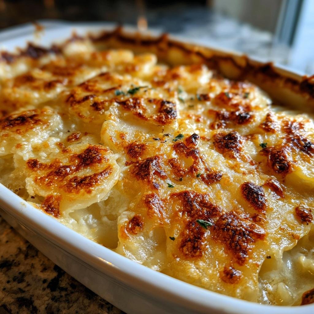 Ugnsgratinerad Potatismos med Rostad Vitlök och Parmesan