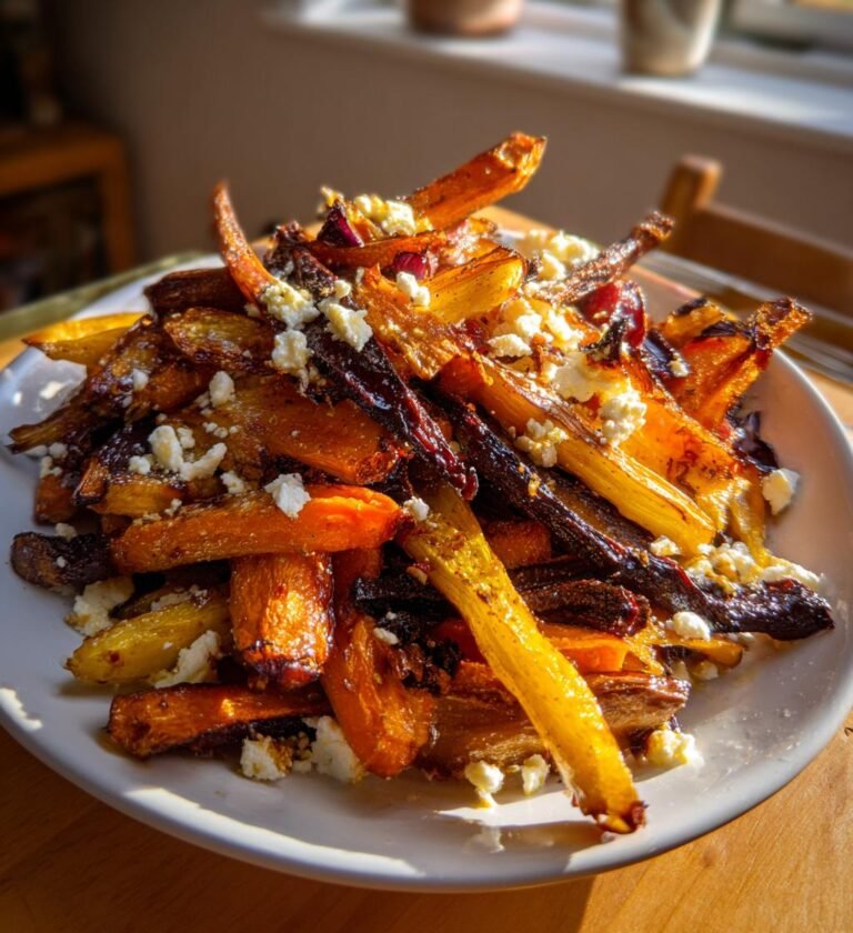 Ugnsrostade rotfrukter med fetaost