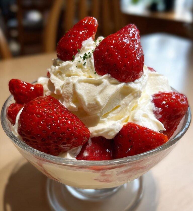 Vaniljmousse med jordgubbar