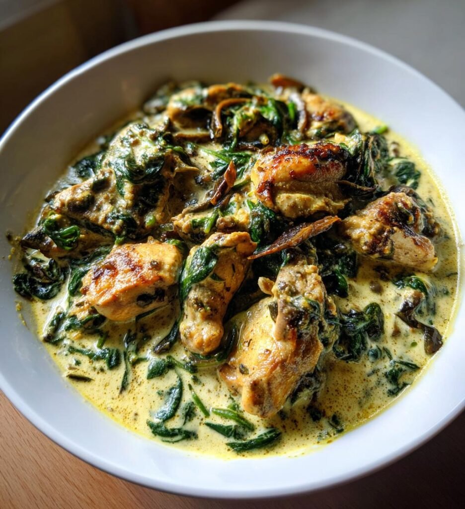 Vårig kycklinggryta med spenat