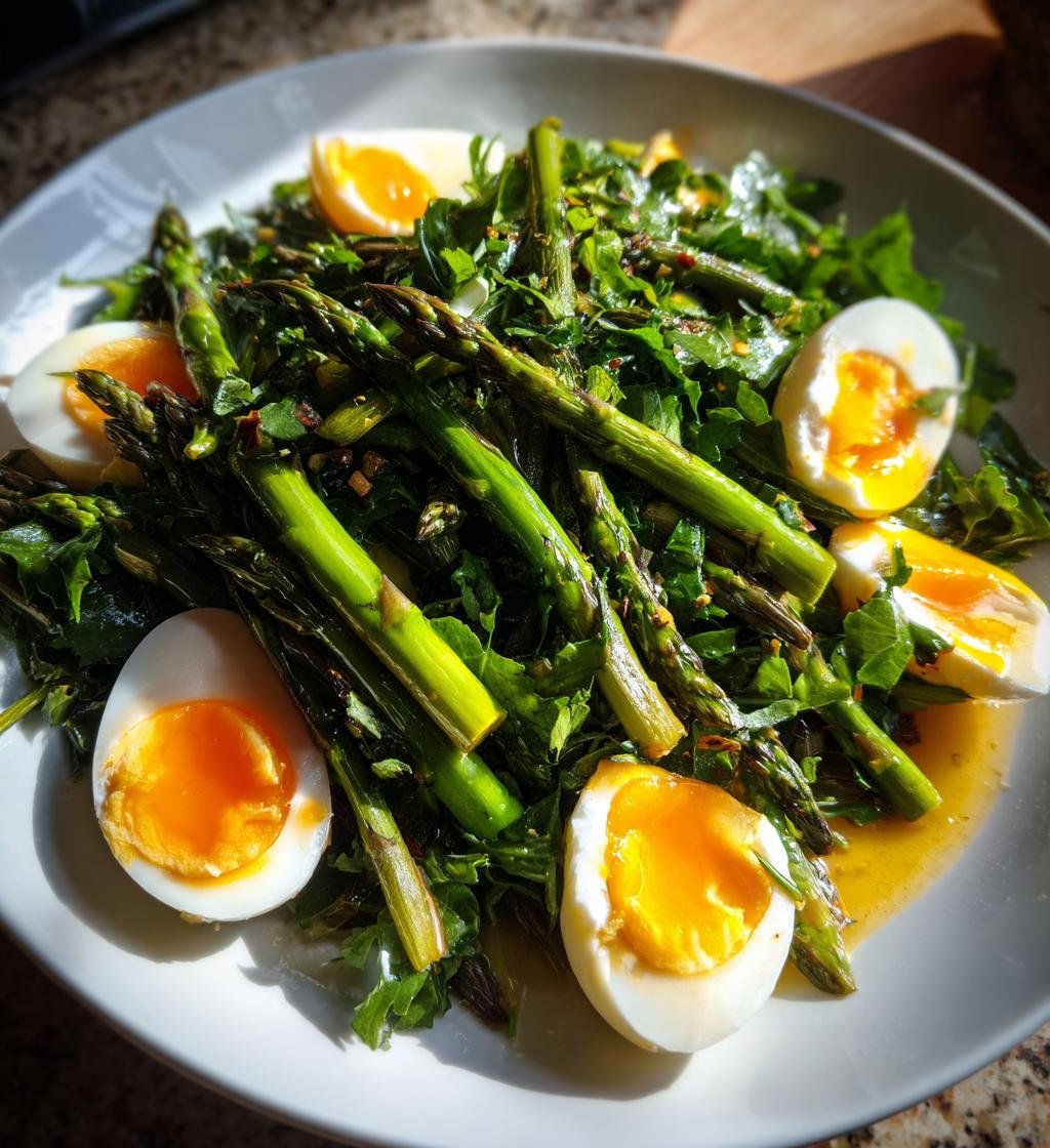 Vårig sallad med sparris och ägg - detail 1