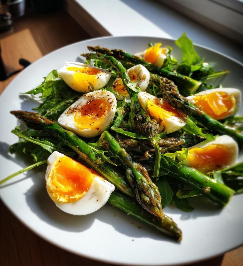 Vårig sallad med sparris och ägg