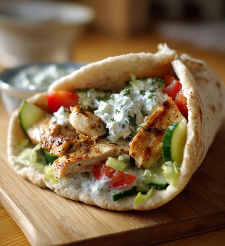 kyckling i pitabröd med tzatziki