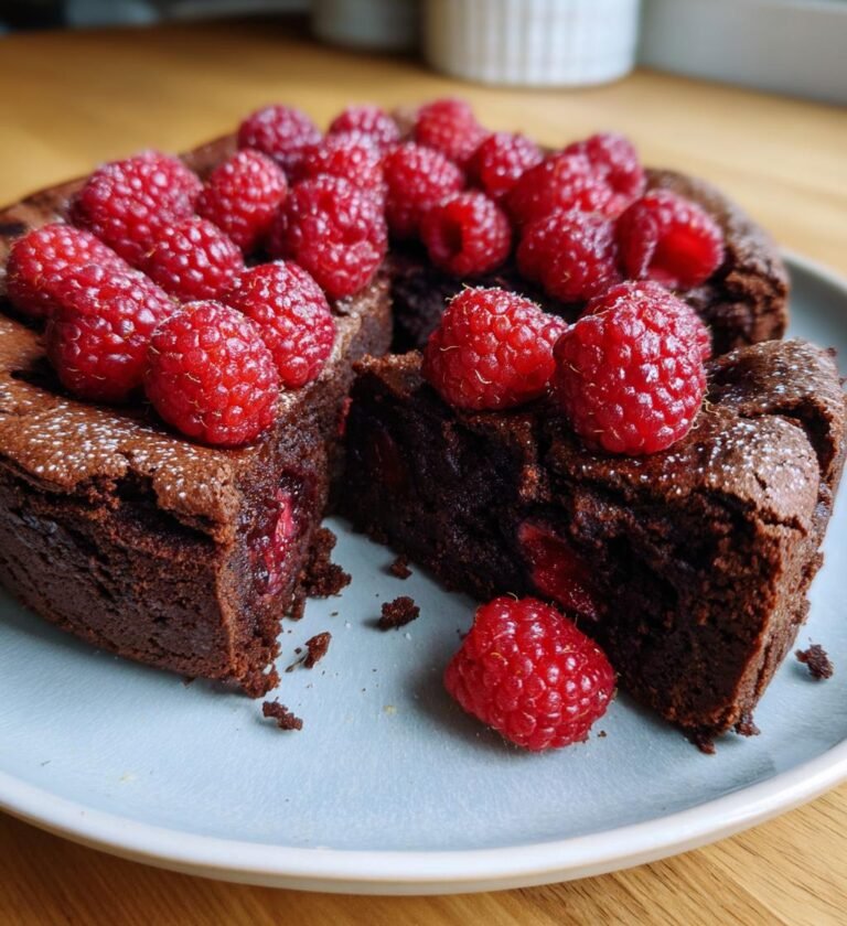 kladdkaka med hallon recept