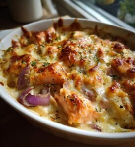 fiskgratäng med lax och torsk