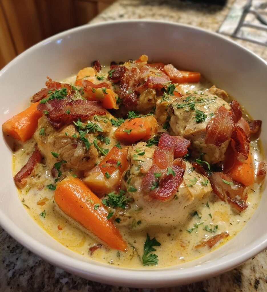 kyckling recept gryta med bacon