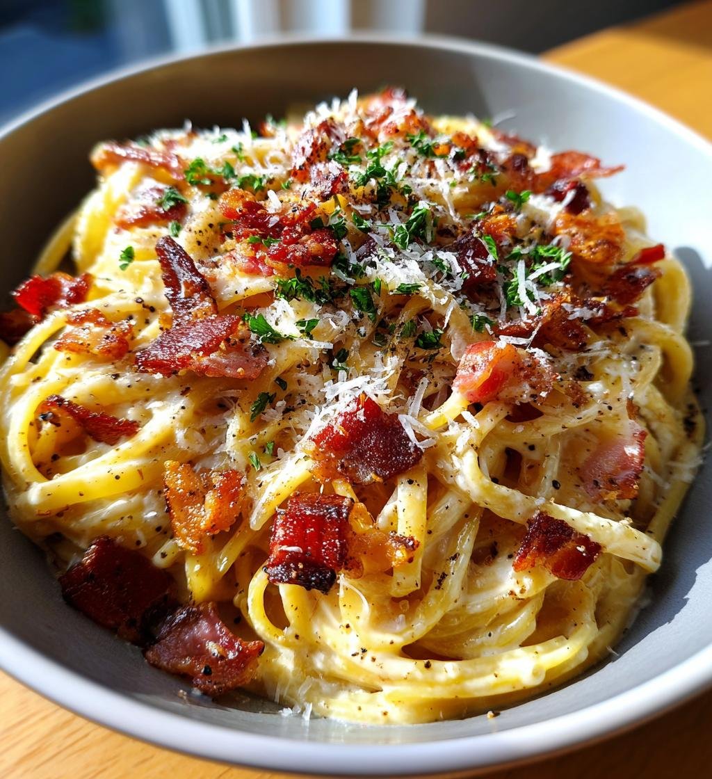 Krämig pasta med bacon - Enkel och god middag på 20 minuter - steg för steg