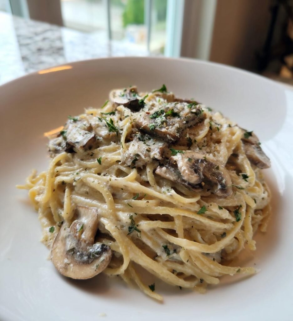 pasta med svamp och tryffelolja