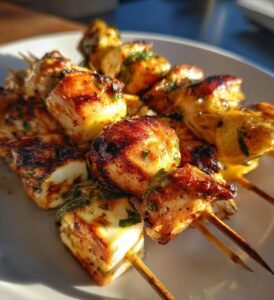 kycklingspett med halloumi recept