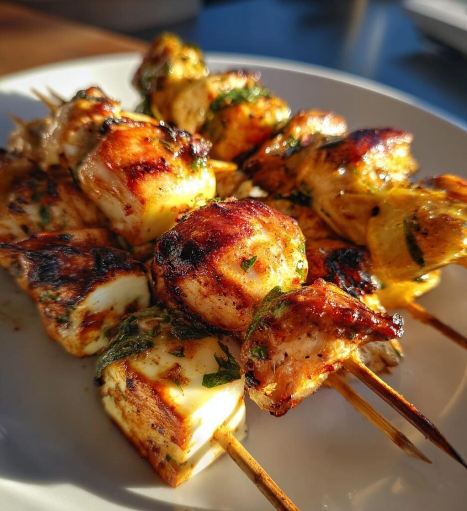 kycklingspett med halloumi recept