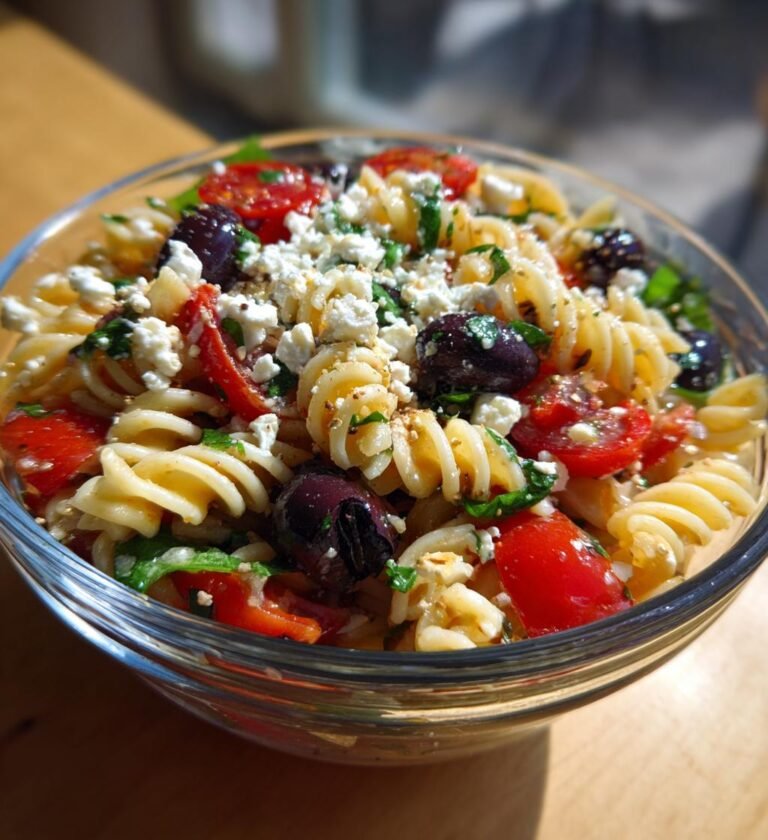 pastasallad med feta och oliver