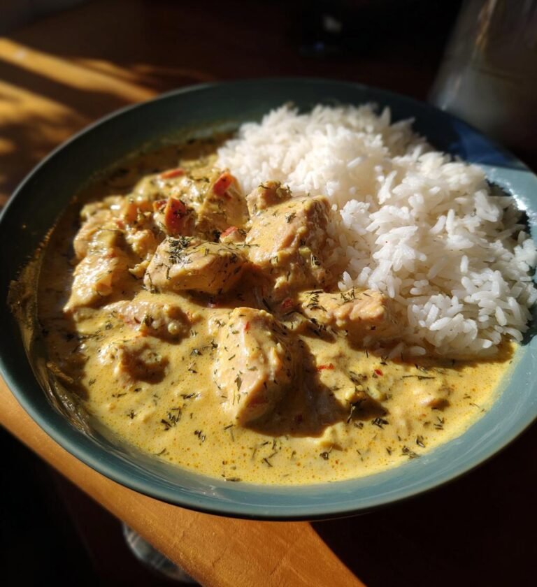 krämig kyckling med ris