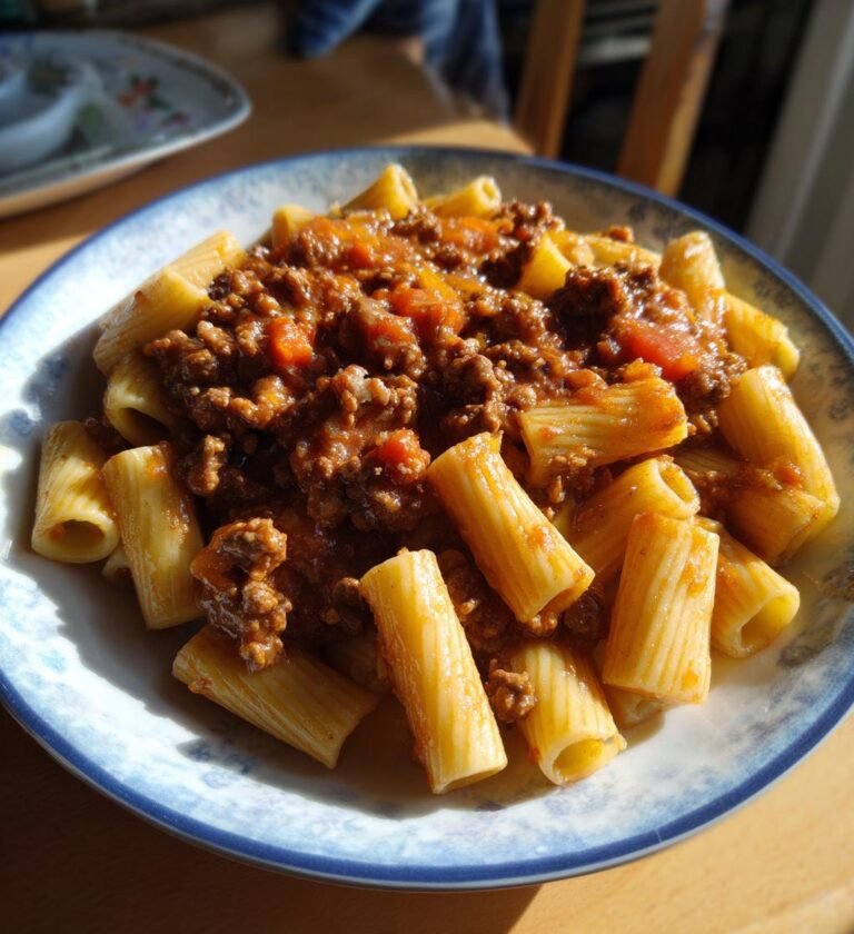 rigatoni med köttfärssås hemgjord