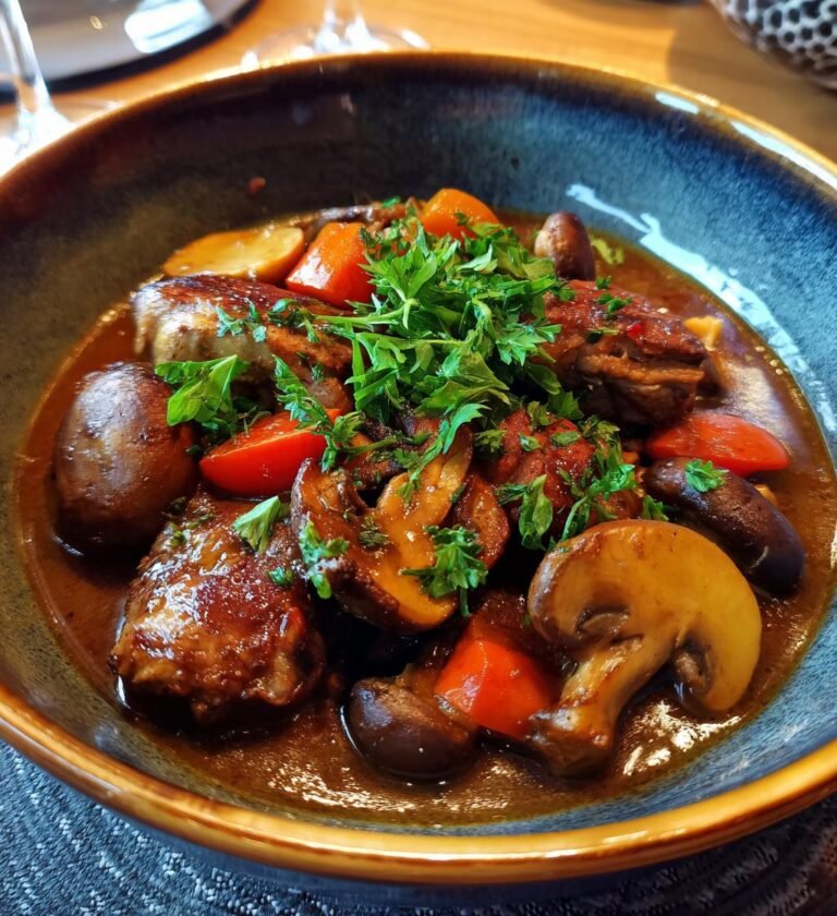 gryta med fläskfilé och svamp