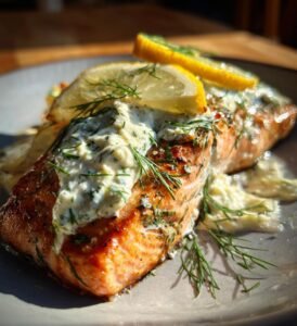 lax i ugn med färskost