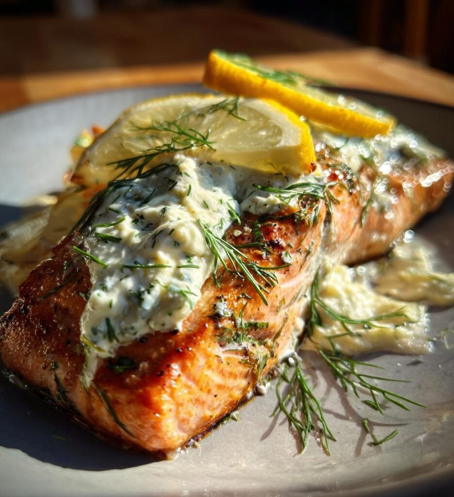 lax i ugn med färskost