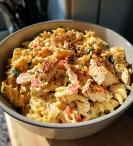 krämig pastasallad med kyckling