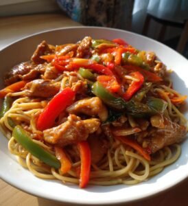 kyckling wok med nudlar