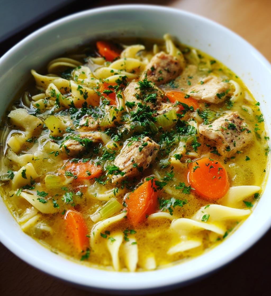 Kyckling nudelsoppa recept enkel och god för hela familjen - steg för steg