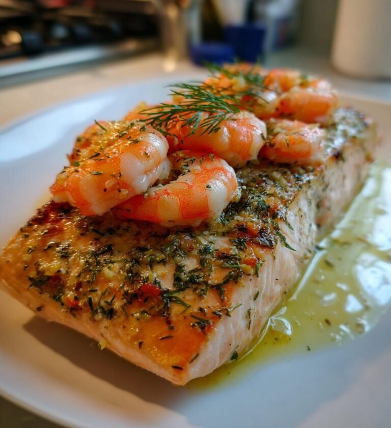 lax i ugn med räkor