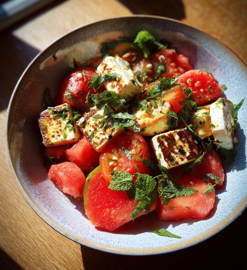 Sallad med halloumi och vattenmelon – Enkel och god rätt - steg för steg