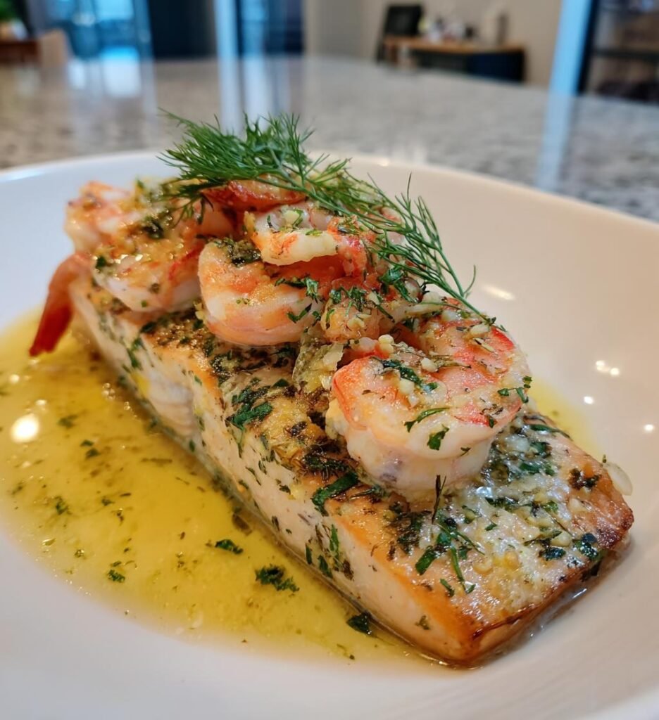 lax i ugn med räkor