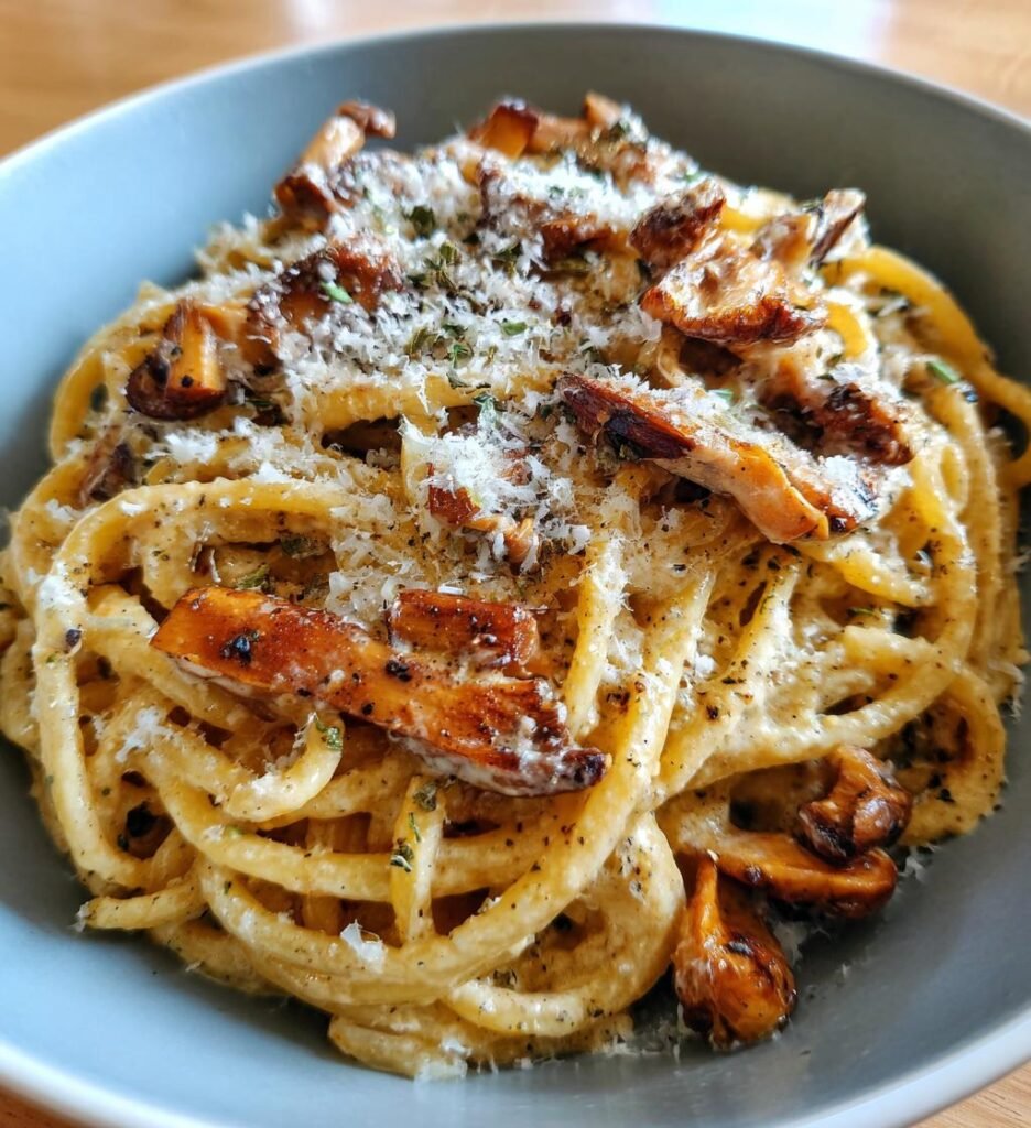 krämig pasta med champinjoner