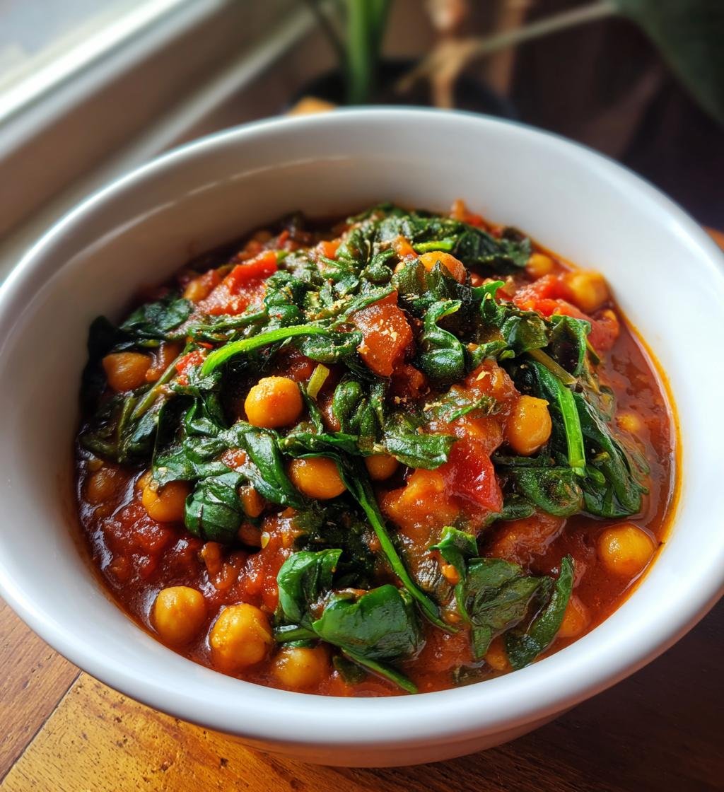 Tomatgryta med kikärtor och spenat – Enkel och nyttig middag - steg för steg