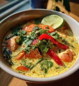 laxsoppa med kokosmjölk