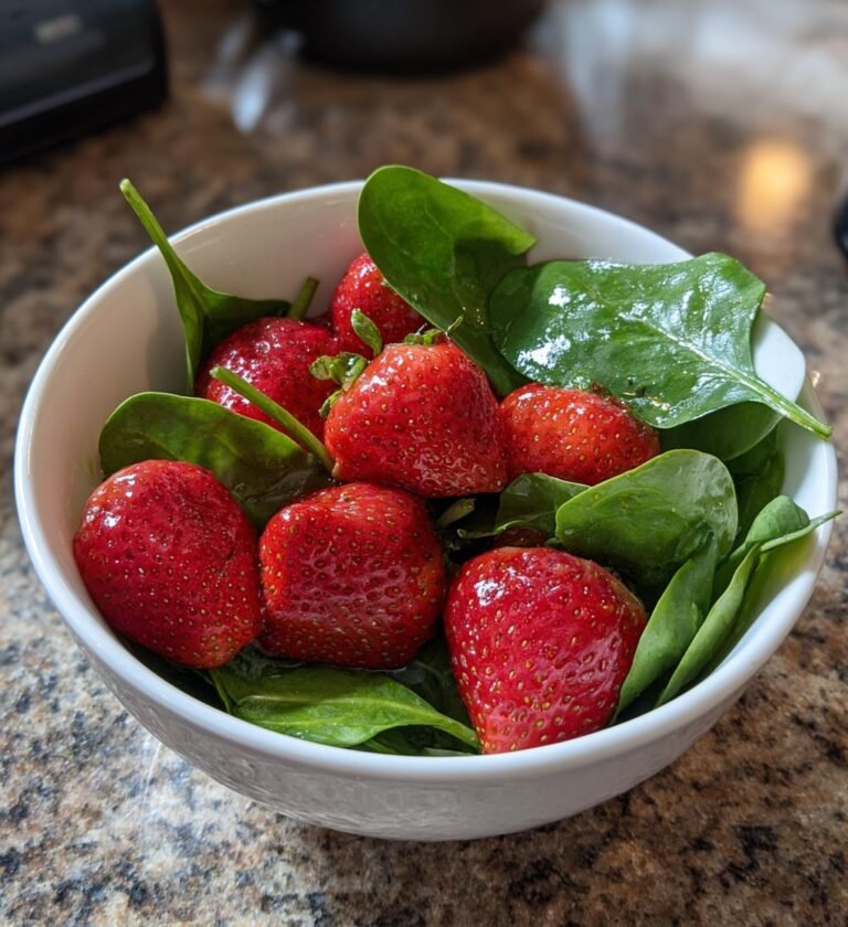 sallad med jordgubbar och spenat