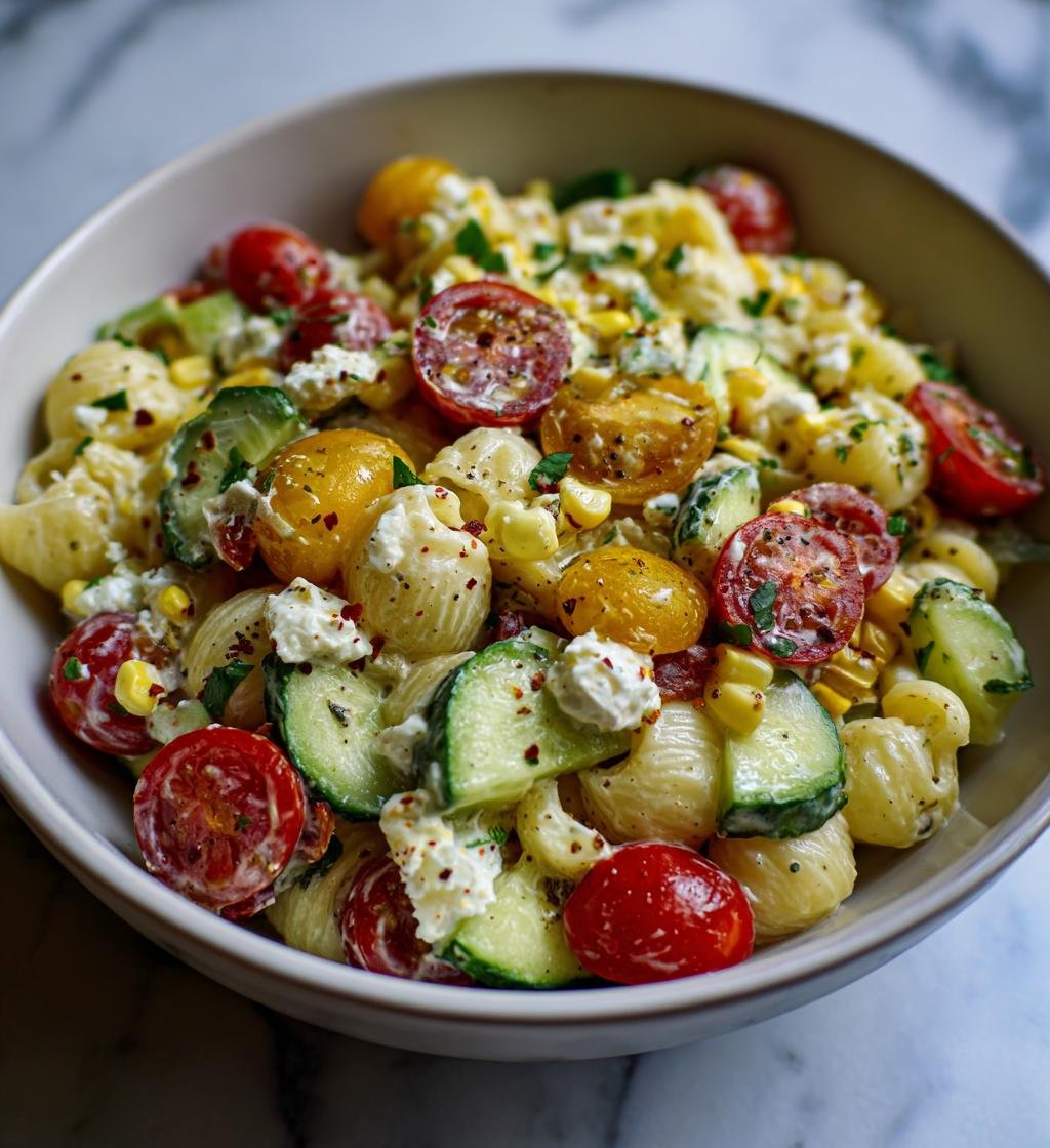 Krämig pastasallad recept enkel sommar - perfekt middag