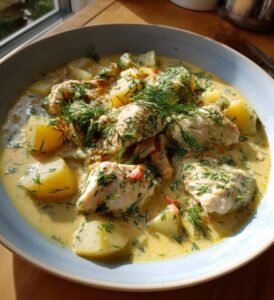 torsk gryta recept med grädde och dill