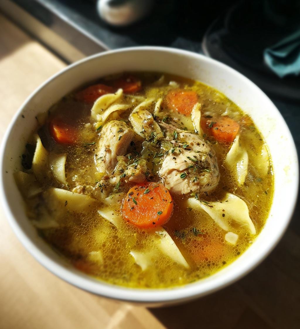 Kyckling soppa med nudlar - Enkel och god värmande rätt