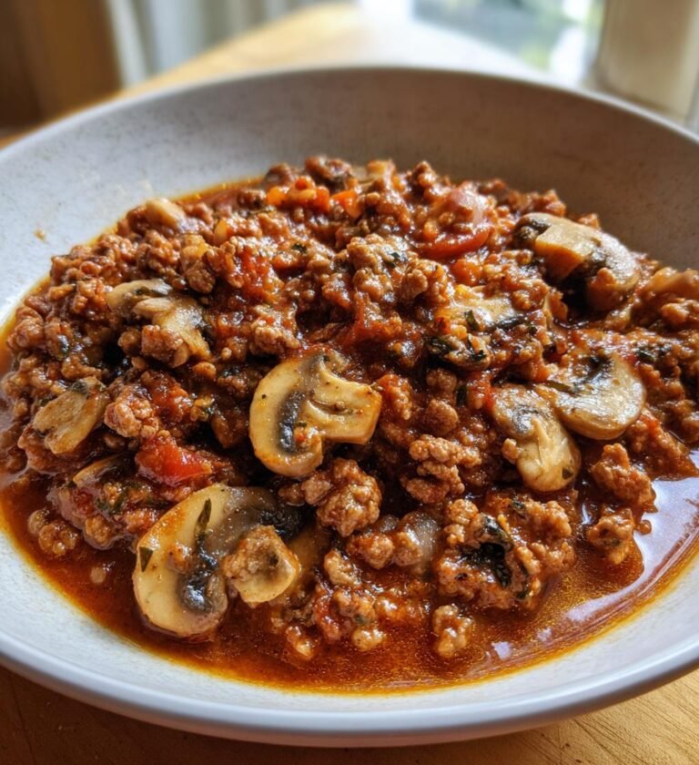 köttfärssås med champinjoner