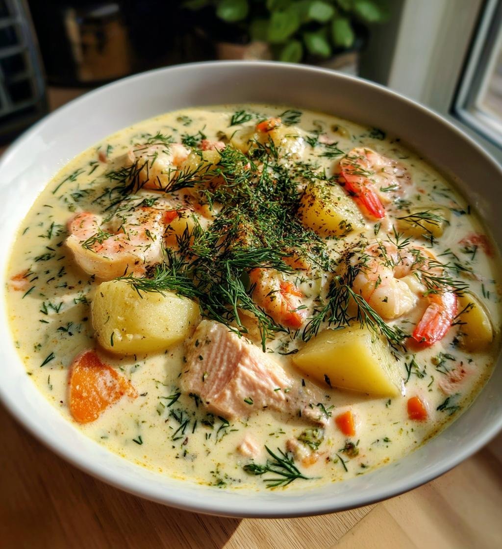 Laxsoppa med räkor - Enkel och Krämig Soppa för Middagen