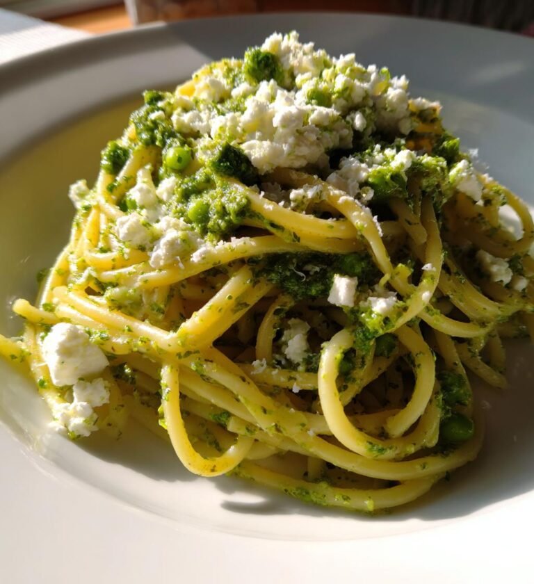 pasta med ärtpesto och ricotta