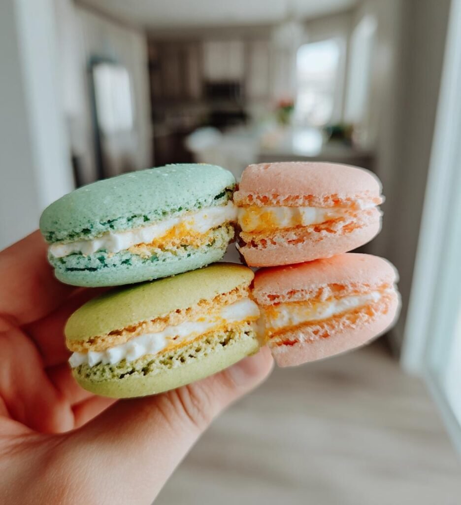 macarons påskfärger recept