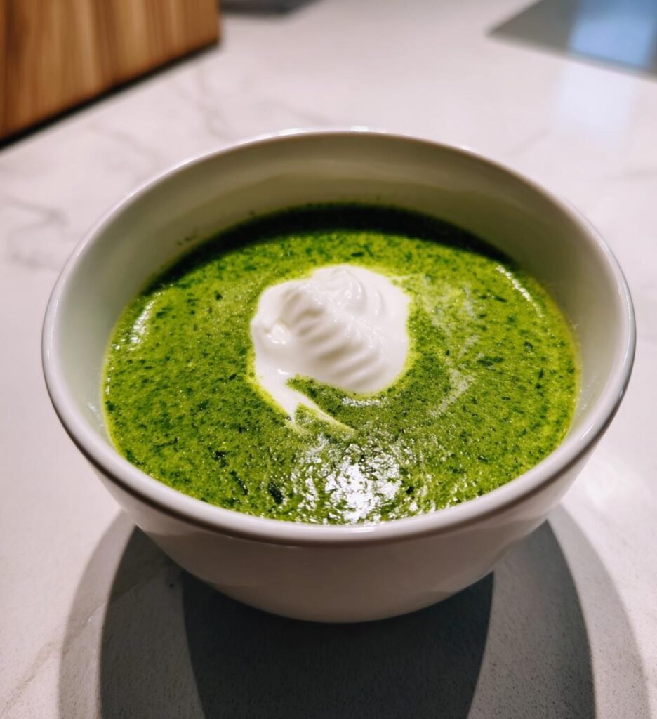 ramslökssoppa med crème fraiche