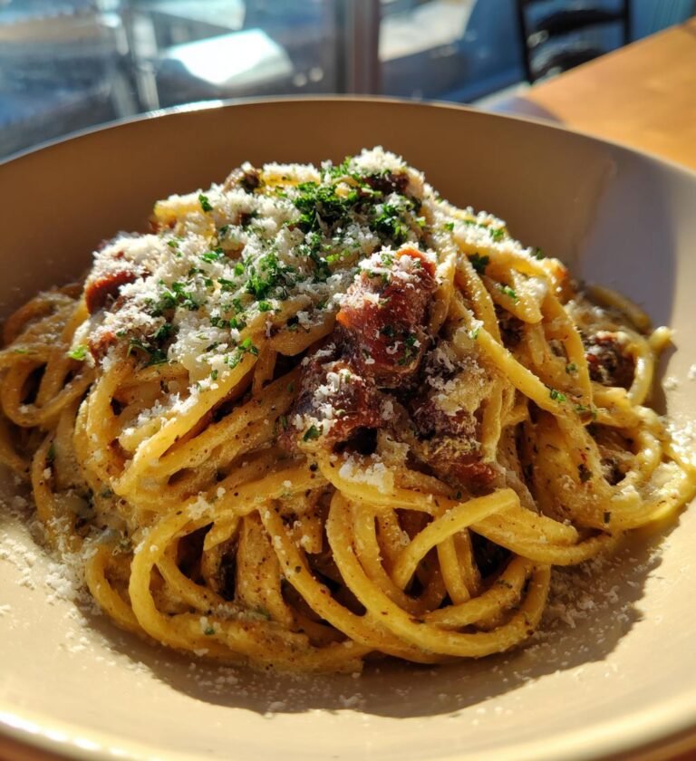 krämig pasta med lövbiff