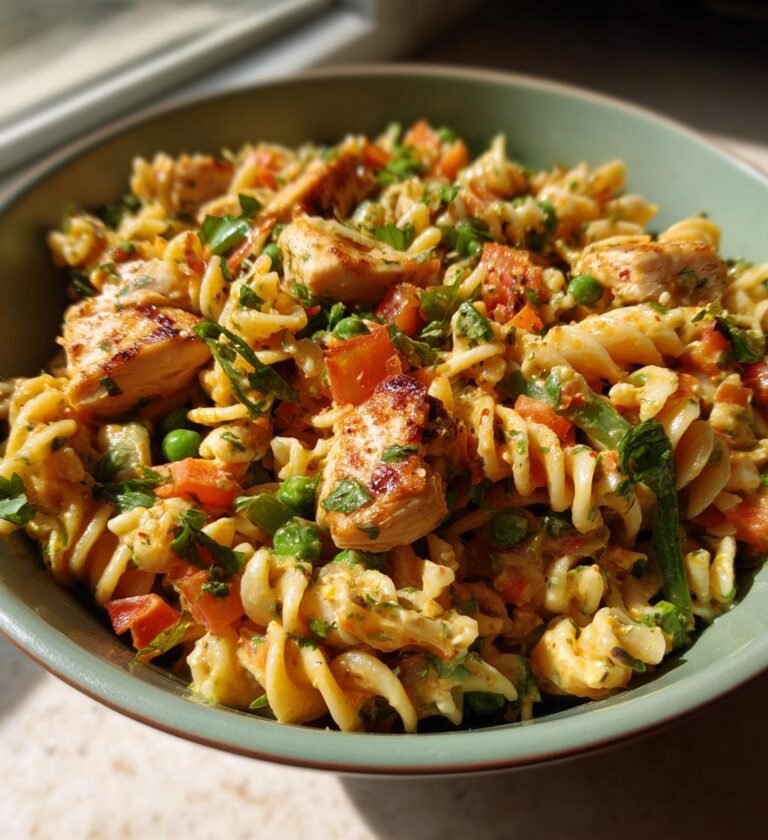 krämig pastasallad med kyckling