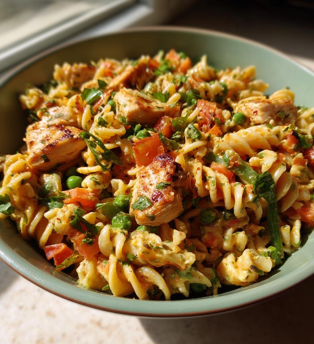 Krämig pastasallad med kyckling - Enkel och God maträtt